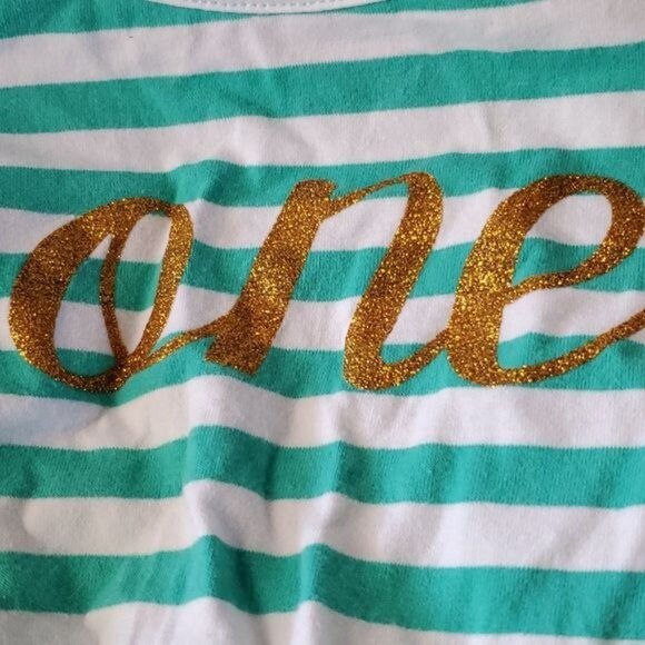 First Birthday Dress IBTom Green Tutu Striped Long Sleeve GIRLS 12 - 18 Months - Picture 6 of 8